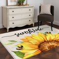 thumbnail image 1 of Rectangle Area Rug 4x6ft,Sunflower Bee Leaves on Linen Washable Carpet Non-Slip Runner Accent Rugs Indoor Floor Mat for Bedroom Living Room Decor,Summer Sunshine Quote, 1 of 9