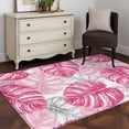thumbnail image 1 of Rectangle Area Rug 4x6ft,Tropical Palm Leaf Pink Washable Carpet Non-Slip Runner Accent Rugs Indoor Floor Mat for Bedroom Living Room Decor,Tortoise Leaves Seamless, 1 of 9