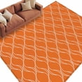 thumbnail image 1 of Rectangle Area Rug 5x8ft,Abstract Modern Orange Wave Line Washable Carpet Non-Slip Runner Accent Rugs Indoor Floor Mat for Bedroom Living Room Decor,Geometric Pattern Art, 1 of 9