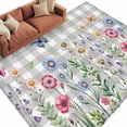 thumbnail image 1 of Rectangle Area Rug 5x8ft,Farmhouse Flower Butterfly Washable Carpet Non-Slip Runner Accent Rugs Indoor Floor Mat for Bedroom Living Room Decor,Rustic Botanical Gray Buffalo Plaid, 1 of 9