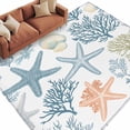 thumbnail image 1 of Rectangle Area Rug 5x8ft,Ocean Coral Starfish Shell Starfish Washable Carpet Non-Slip Runner Accent Rugs Indoor Floor Mat for Bedroom Living Room Decor,White Background, 1 of 9