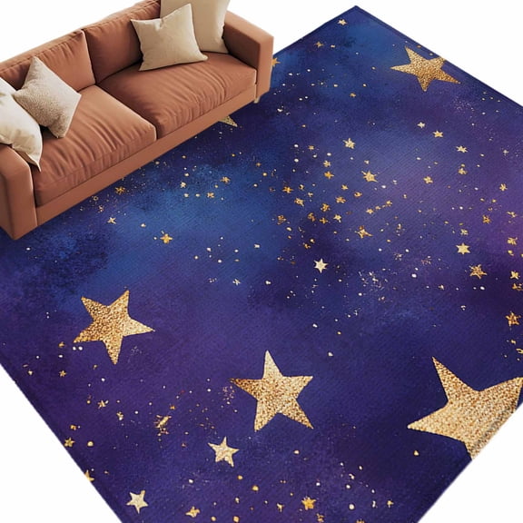 Rectangle Area Rug 5x8ft,Retro Dream Star on Purple Washable Carpet Non-Slip Runner Accent Rugs Indoor Floor Mat for Bedroom Living Room Decor,Romantic Starry Sky