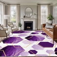 thumbnail image 1 of Rectangle Area Rug 6x9ft,Modern Abstract Purple Color Block Washable Carpet Non-Slip Runner Accent Rugs Indoor Floor Mat for Bedroom Living Room Decor,Retro Gold Line, 1 of 9