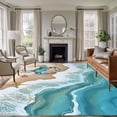 thumbnail image 1 of Rectangle Area Rug 6x9ft,Summer Beach Crab Starfish Washable Carpet Non-Slip Runner Accent Rugs Indoor Floor Mat for Bedroom Living Room Decor,Blue Ocean Gradient Water Ripple, 1 of 9