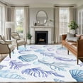 thumbnail image 1 of Rectangle Area Rug 6x9ft,Summer Ocean Watercolors Shell Washable Carpet Non-Slip Runner Accent Rugs Indoor Floor Mat for Bedroom Living Room Decor,Nautical Conch Waterweed, 1 of 9