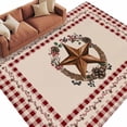 thumbnail image 1 of Rectangle Area Rug 6x9ft,Western Star Country Berry Wreath Washable Carpet Non-Slip Runner Accent Rugs Indoor Floor Mat for Bedroom Living Room Decor,Red Buffalo Plaid, 1 of 9