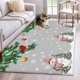 thumbnail image 1 of Rectangle Area Rugs 2.7 x 5 Ft, Christmas Grey Non-Slip Residential Carpet, Xmas Snowman Birds on Pine Branch Snowflake Indoor Crawling Mats Runner Rugs for Living Room/Dining Room/Bedroom, 1 of 8