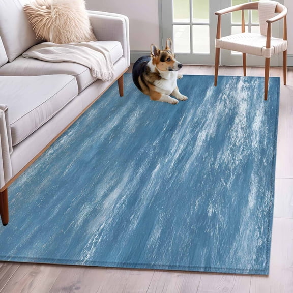 Rectangle Area Rugs 2.7 x 5 Ft, Vintage Blue Non-Slip Residential Carpet, Modern Abstract Art Ombre Indoor Crawling Mats Runner Rugs for Living Room/Dining Room/Bedroom
