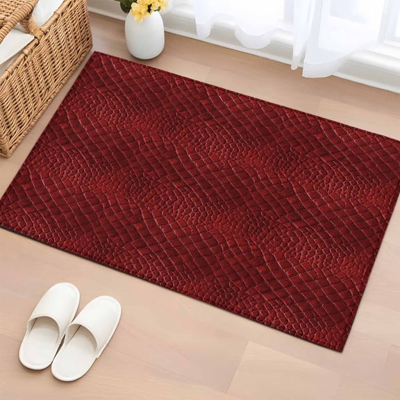 Rectangle Area Rugs 2 x 3 Ft, Animal Leather Pattern Non-Slip Residential Carpet, Vintage Minimalist Animal Print Red Indoor Crawling Mats Runner Rugs for Living Room/Dining Room/Bedroom
