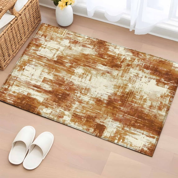 Rectangle Area Rugs 2 x 3 Ft, Brown Ombre Non-Slip Residential Carpet, Gradient Abstract Art Vintage Indoor Crawling Mats Runner Rugs for Living Room/Dining Room/Bedroom