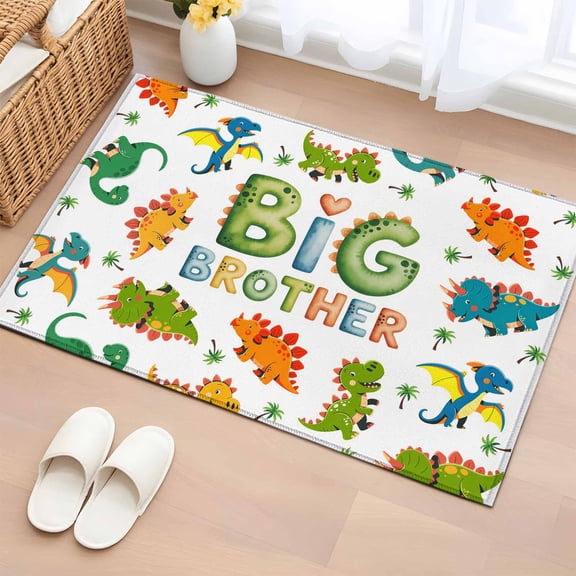Rectangle Area Rugs 2 x 3 Ft, Cartoon Dinosaurs Non-Slip Residential Carpet, Funny Dino Cute Boys Girls Children Indoor Crawling Mats Runner Rugs for Living Room/Dining Room/Bedroom