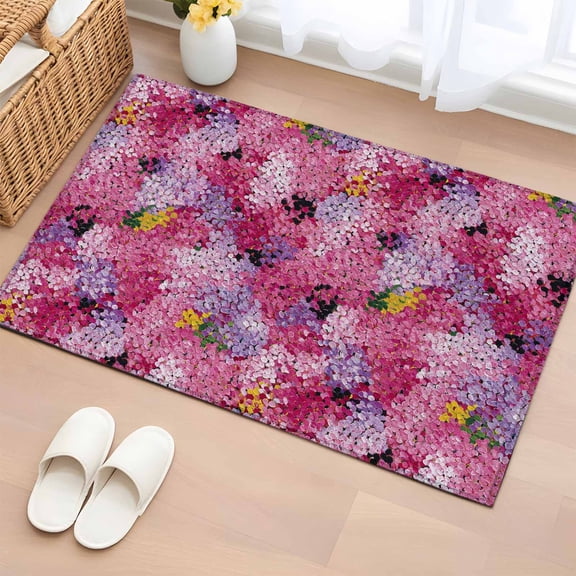 Rectangle Area Rugs 2 x 3 Ft, Cherry Blossom Non-Slip Residential Carpet, Pink Purple Flowers Modern Oil Painting Art Indoor Crawling Mats Runner Rugs for Living Room/Dining Room/Bedroom