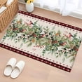 thumbnail image 1 of Rectangle Area Rugs 2 x 3 Ft, Christmas Eucalyptus Non-Slip Residential Carpet, Xmas Red Plaid Botanical Pine Cones Indoor Crawling Mats Runner Rugs for Living Room/Dining Room/Bedroom, 1 of 8