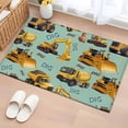 thumbnail image 1 of Rectangle Area Rugs 2 x 3 Ft, Construction Truck Non-Slip Residential Carpet, Cartoon Grips and Bulldozers Green Indoor Crawling Mats Runner Rugs for Living Room/Dining Room/Bedroom, 1 of 8