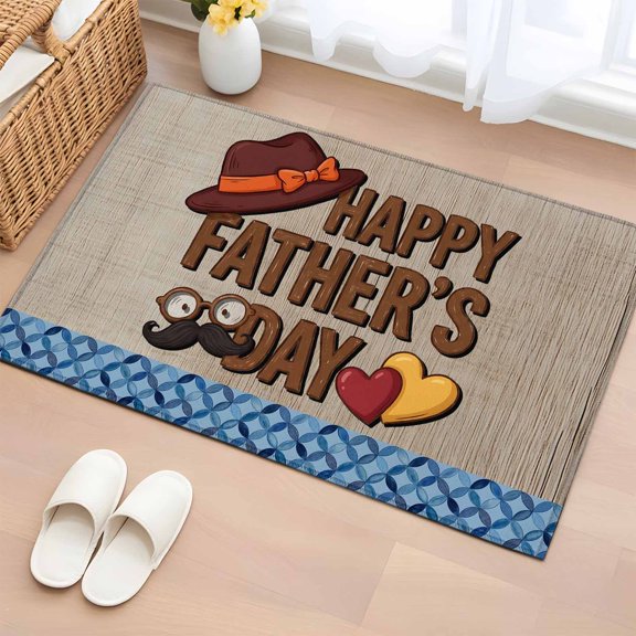 Rectangle Area Rugs 2 x 3 Ft, Father's Day Non-Slip Residential Carpet, Vintage Funny Words Wooden Retro Art Indoor Crawling Mats Runner Rugs for Living Room/Dining Room/Bedroom