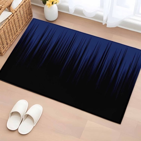 Rectangle Area Rugs 2 x 3 Ft, Navy Blue Black Ombre Non-Slip Residential Carpet, Modern Abstract Striped Gradient Indoor Crawling Mats Runner Rugs for Living Room/Dining Room/Bedroom