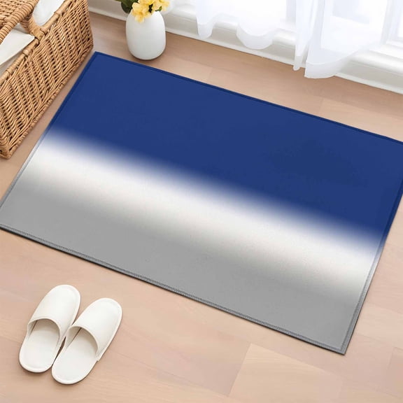 Rectangle Area Rugs 2 x 3 Ft, Navy Blue Gray Ombre Non-Slip Residential Carpet, Modern Abstract Art Gradient Indoor Crawling Mats Runner Rugs for Living Room/Dining Room/Bedroom