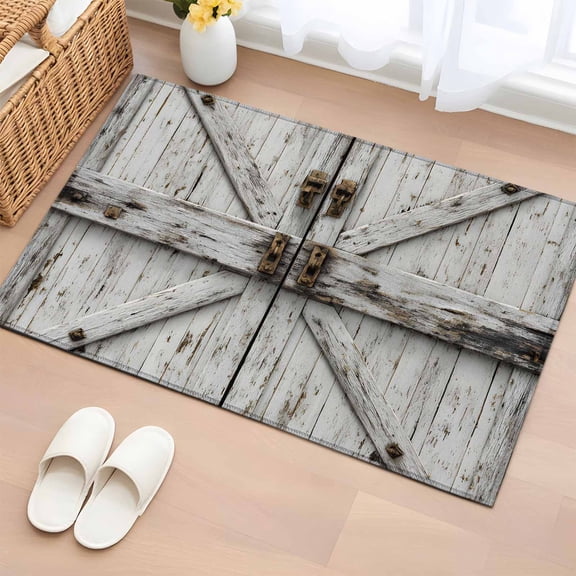 Rectangle Area Rugs 2 x 3 Ft, Vintage Gate Non-Slip Residential Carpet, Farmhouse Wooden Grain Shabby Chic Door Indoor Crawling Mats Runner Rugs for Living Room/Dining Room/Bedroom