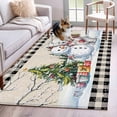 thumbnail image 1 of Rectangle Area Rugs 3 x 5 Ft, Beige Christmas Non-Slip Residential Carpet, Xmas Tree Snowman Bear Snowfall Plaid Indoor Crawling Mats Runner Rugs for Living Room/Dining Room/Bedroom, 1 of 8