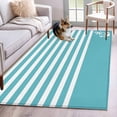 thumbnail image 1 of Rectangle Area Rugs 3 x 5 Ft, Blue Anchor Non-Slip Residential Carpet, Modern Nautical White Geometric Stripes Indoor Crawling Mats Runner Rugs for Living Room/Dining Room/Bedroom, 1 of 8