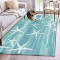 thumbnail image 1 of Rectangle Area Rugs 3 x 5 Ft, Teal Coastal Non-Slip Residential Carpet, Summer Ocean Waves Ombre Sea Starfish Indoor Crawling Mats Runner Rugs for Living Room/Dining Room/Bedroom, 1 of 9