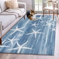 thumbnail image 1 of Rectangle Area Rugs 4 x 6 Ft, Blue Coastal Non-Slip Residential Carpet, Summer Ocean Waves Ombre Sea Starfish Indoor Crawling Mats Runner Rugs for Living Room/Dining Room/Bedroom, 1 of 9