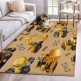 thumbnail image 1 of Rectangle Area Rugs 4 x 6 Ft, Construction Truck Non-Slip Residential Carpet, Cartoon Grips and Bulldozers Turmeric Indoor Crawling Mats Runner Rugs for Living Room/Dining Room/Bedroom, 1 of 8