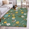 thumbnail image 1 of Rectangle Area Rugs 4 x 6 Ft, Green Botanical Non-Slip Residential Carpet, Spring Floral Summer Lemon Birds Indoor Crawling Mats Runner Rugs for Living Room/Dining Room/Bedroom, 1 of 8