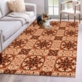 thumbnail image 1 of Rectangle Area Rugs 4 x 6 Ft, Orange Brown Flowers Non-Slip Residential Carpet, Farmhouse Retro Abstract Floral Indoor Crawling Mats Runner Rugs for Living Room/Dining Room/Bedroom, 1 of 8