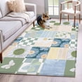 thumbnail image 1 of Rectangle Area Rugs 4 x 6 Ft, Spring Floral Checkered Non-Slip Residential Carpet, Sage Green Daisy Buffalo Plaid Indoor Crawling Mats Runner Rugs for Living Room/Dining Room/Bedroom, 1 of 8