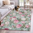 thumbnail image 1 of Rectangle Area Rugs 4 x 6 Ft, Vintage Spring Floral Non-Slip Residential Carpet, Botanical Summer Pink Green Indoor Crawling Mats Runner Rugs for Living Room/Dining Room/Bedroom, 1 of 8