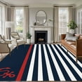 thumbnail image 1 of Rectangle Area Rugs 5 x 7 Ft, Anchor Navy Blue Non-Slip Residential Carpet, Red Nautical White Geometric Stripes Indoor Crawling Mats Runner Rugs for Living Room/Dining Room/Bedroom, 1 of 8