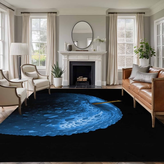 Rectangle Area Rugs 5 x 7 Ft, Blue Fruit Non-Slip Residential Carpet, Modern Minimalist Decor Black Background Indoor Crawling Mats Runner Rugs for Living Room/Dining Room/Bedroom