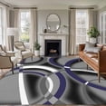 thumbnail image 1 of Rectangle Area Rugs 5 x 7 Ft, Blue Geometric Non-Slip Residential Carpet, Grey Vintage Neutral Abstract Striped Art Indoor Crawling Mats Runner Rugs for Living Room/Dining Room/Bedroom, 1 of 8