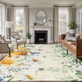 thumbnail image 1 of Rectangle Area Rugs 5 x 7 Ft, Daisy Spring Floral Non-Slip Residential Carpet, Farmhouse Botanical Green Leaves Indoor Crawling Mats Runner Rugs for Living Room/Dining Room/Bedroom, 1 of 8