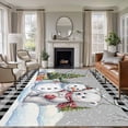 thumbnail image 1 of Rectangle Area Rugs 5 x 7 Ft, Grey Christmas Non-Slip Residential Carpet, Xmas Tree Snowman Bear Snowfall Plaid Indoor Crawling Mats Runner Rugs for Living Room/Dining Room/Bedroom, 1 of 8