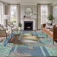 thumbnail image 1 of Rectangle Area Rugs 5 x 7 Ft, Vintage Sailboat Non-Slip Residential Carpet, Blue Ocean Seaports Anchors Farmhouse Wood Indoor Crawling Mats Runner Rugs for Living Room/Dining Room/Bedroom, 1 of 8
