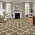 thumbnail image 1 of Rectangle Area Rugs 5 x 8 Ft, Brown Moroccan Non-Slip Residential Carpet, Morocco Retro Abstract Quatrefoil Plaid Indoor Crawling Mats Runner Rugs for Living Room/Dining Room/Bedroom, 1 of 8