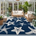 thumbnail image 1 of Rectangle Area Rugs 5 x 8 Ft, Navy Blue Starfish Coastal Non-Slip Residential Carpet, Nautical Summer Ocean Abstract Art Indoor Crawling Mats Runner Rugs for Living Room/Dining Room/Bedroom, 1 of 9