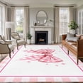 thumbnail image 1 of Rectangle Area Rugs 5 x 8 Ft, Pink Bowknot Non-Slip Residential Carpet, Shining Stars Vintage White Plaid Modern Indoor Crawling Mats Runner Rugs for Living Room/Dining Room/Bedroom, 1 of 8