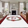 thumbnail image 1 of Rectangle Area Rugs 6 x 9 Ft, Merry Christmas Non-Slip Residential Carpet, Xmas Poinsettia Cardinal Pine Needles Indoor Crawling Mats Runner Rugs for Living Room/Dining Room/Bedroom, 1 of 8