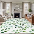 thumbnail image 1 of Rectangle Area Rugs 8 x 10 Ft, Green Leaves Non-Slip Residential Carpet, Botanical Spring Country Watercolor Indoor Crawling Mats Runner Rugs for Living Room/Dining Room/Bedroom, 1 of 8