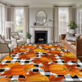 thumbnail image 1 of Rectangle Area Rugs 8 x 10 Ft, Orange Fall Non-Slip Residential Carpet, Pumpkins Thanksgiving Maple Leaf Plaid Indoor Crawling Mats Runner Rugs for Living Room/Dining Room/Bedroom, 1 of 8