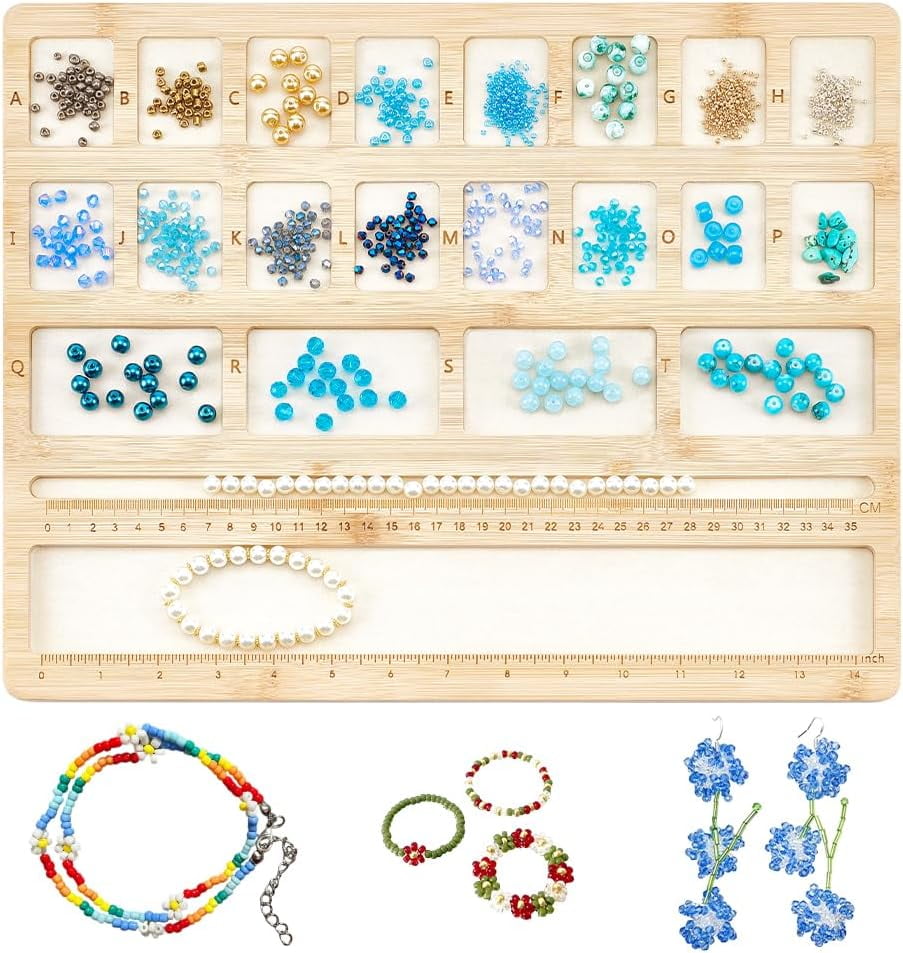 Rectangle Bamboo Bracelet Design Boards for Beaded Bracelet Necklace Jewelry Making BurlyWood 38.8x30.5x1cm