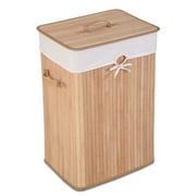 Costway Rectangle Bamboo Hamper Laundry Basket Washing Cloth Bin Bag Lid Natural