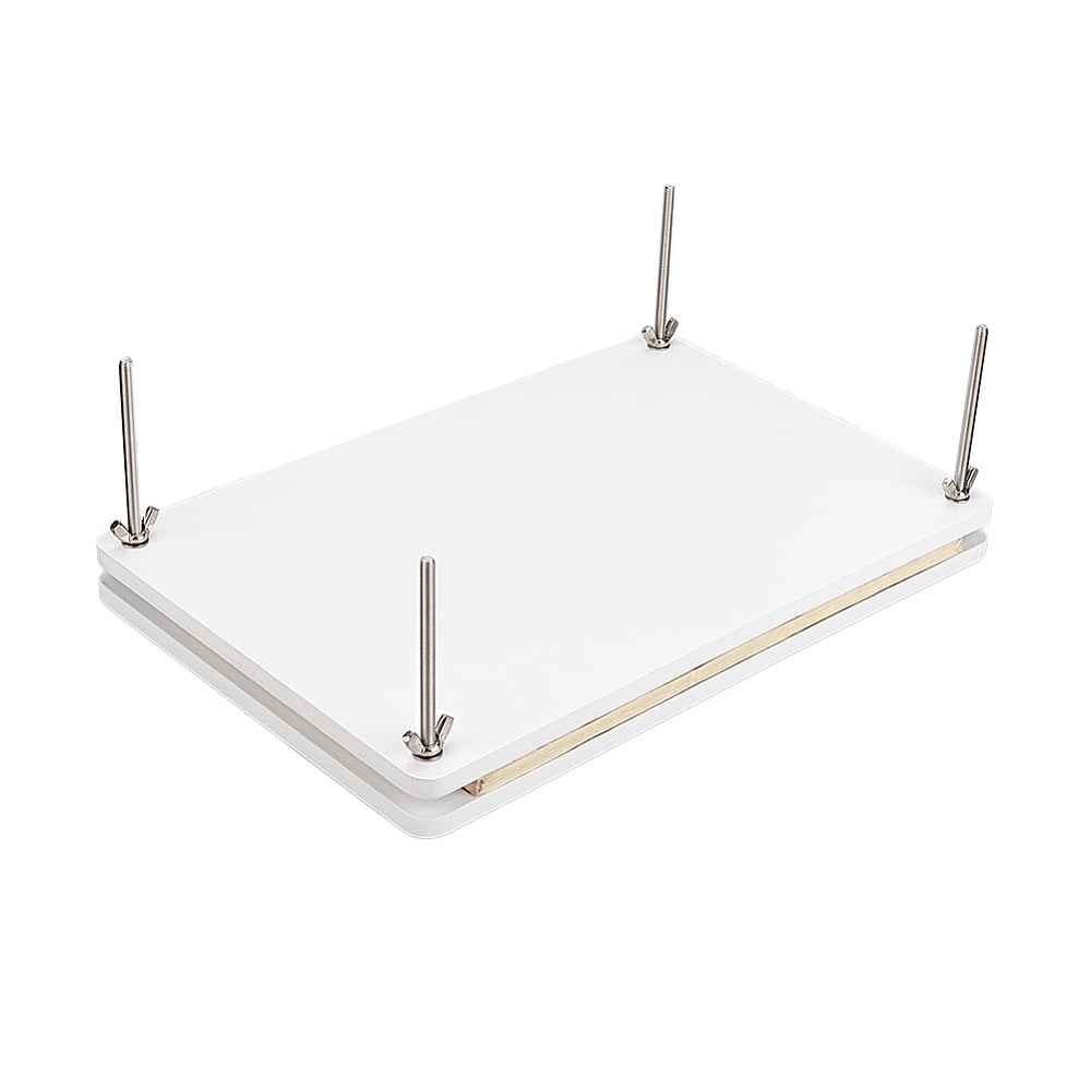 Rectangle Bamboo Portable Book Press Bookbinding Tool for Handmade Paper Press White 295x194x8mm Hole: 5mm