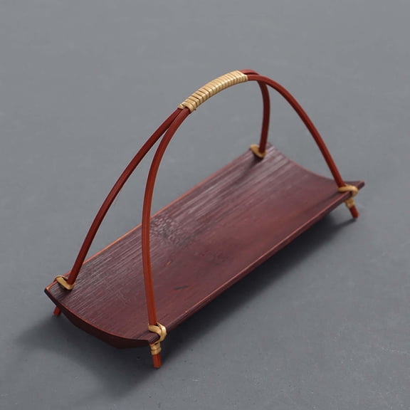 Rectangle Bamboo Serving Tray with Handles Platters Fruit Dessert Tray Wooden Serving Table Plate for Parties Table Home Ornaments Red