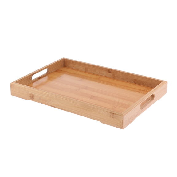 Rectangle Bamboo Wooden Serving Tray Dinner Tray &Handles for Party Snacks