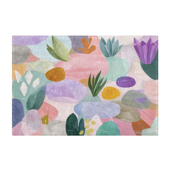 Rectangle Bath Rugs Plush Bathroom Carpet Mat Non Slip Bathroom Mats Abstract Shapes and Forms Pattern