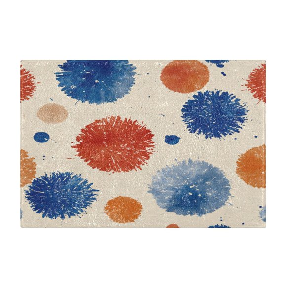 Rectangle Bath Rugs Plush Bathroom Carpet Mat Non Slip Bathroom Mats Blue Splashes Artistic Pattern